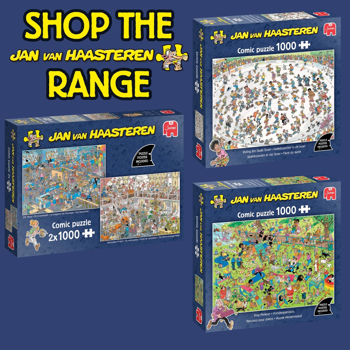 Jan van Haasteren Dog Parkour 1000-Piece Puzzle • 68 x 49 cm • 100% Recycled Cardboard