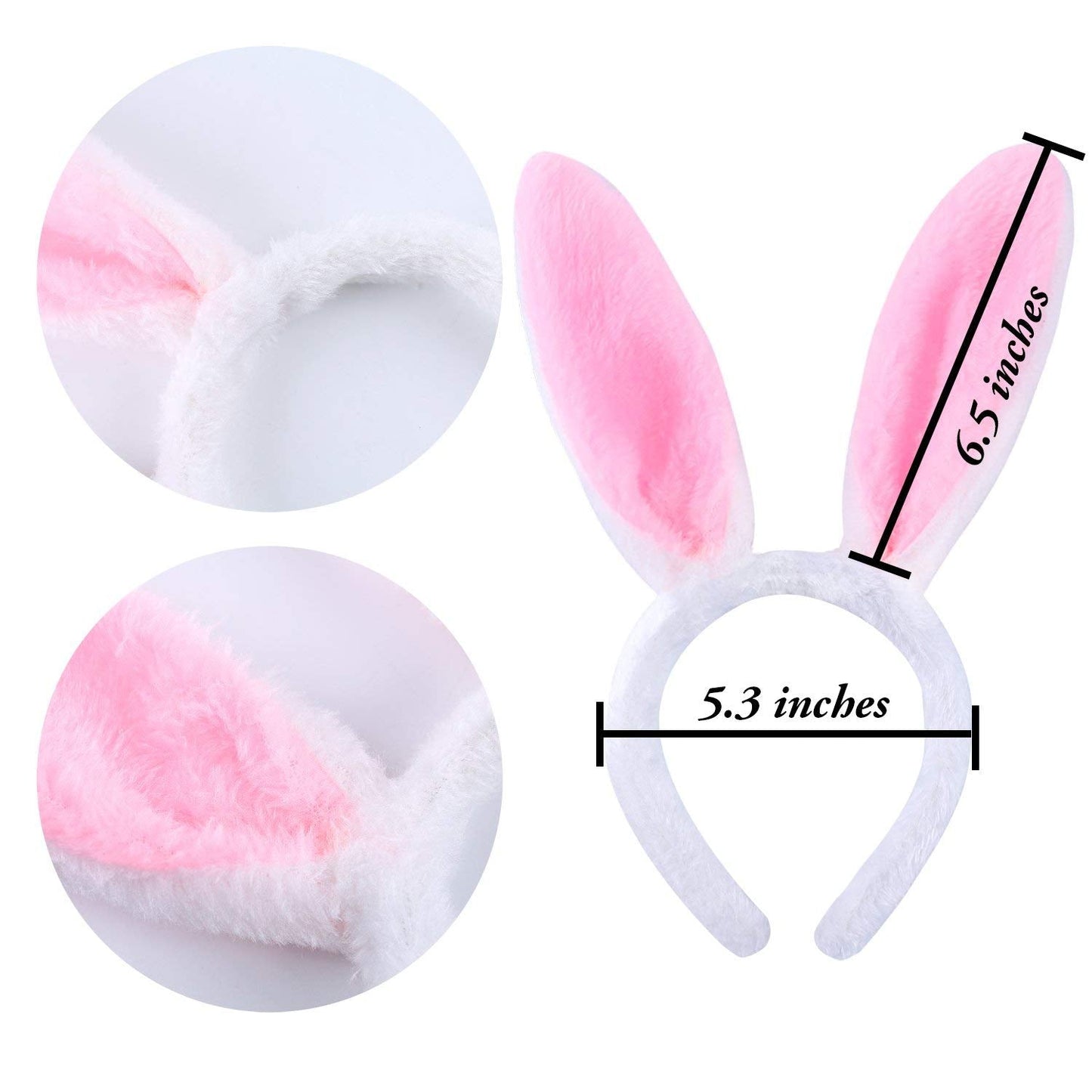 Jashem Plush Bunny Ears Headbands – 6-Piece Set for Easter & Cosplay