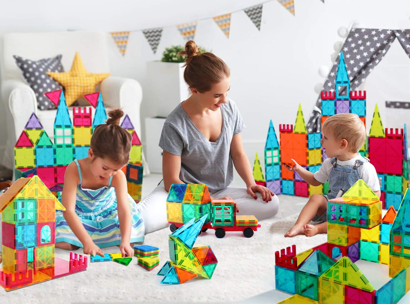Jasonwell 100pcs Magnetic Tiles Building Blocks Set – Educational STEM Construction Kit for Kids 3-12+