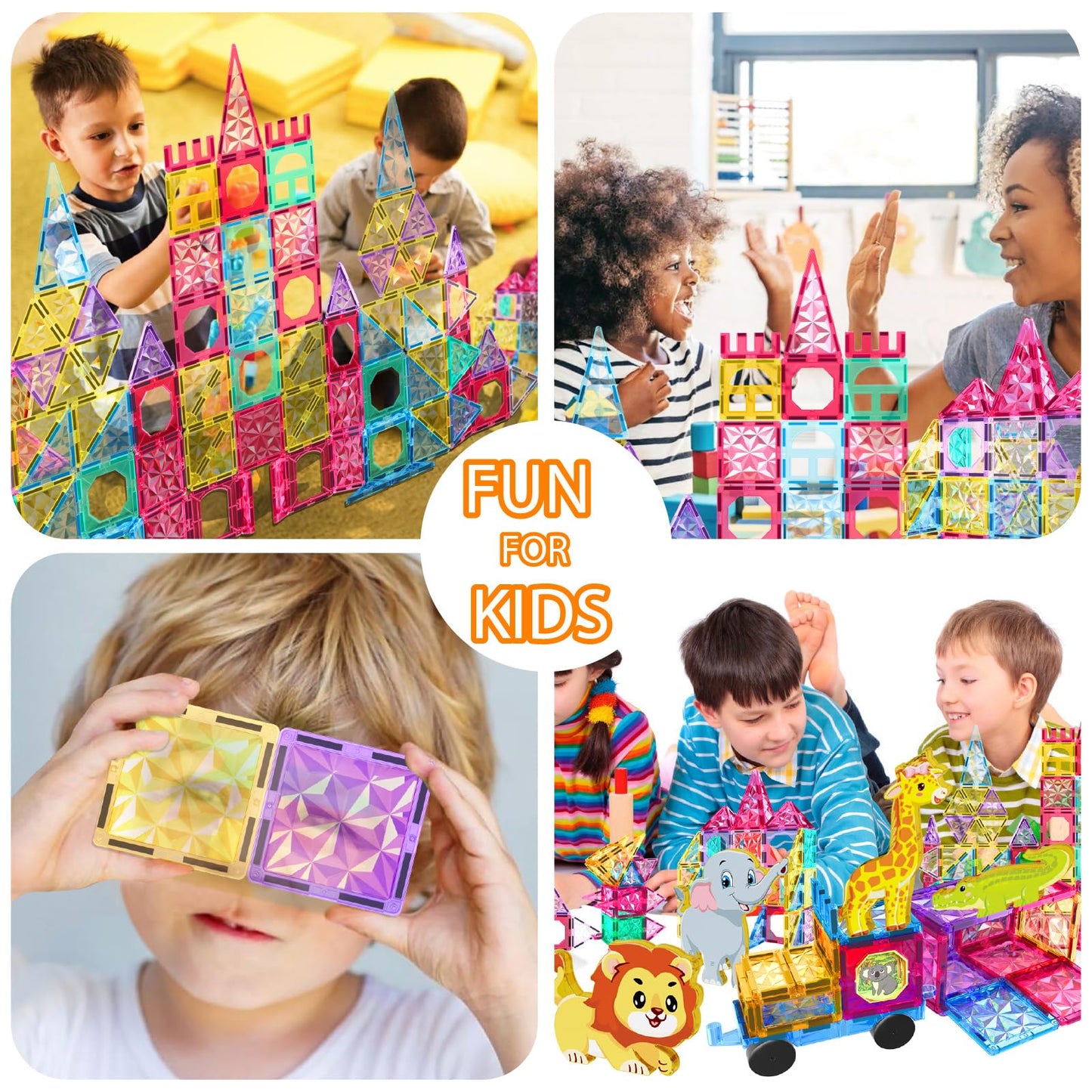 Jasonwell Magnetic Tiles 110PCS – STEM Building Blocks for Kids 3-12