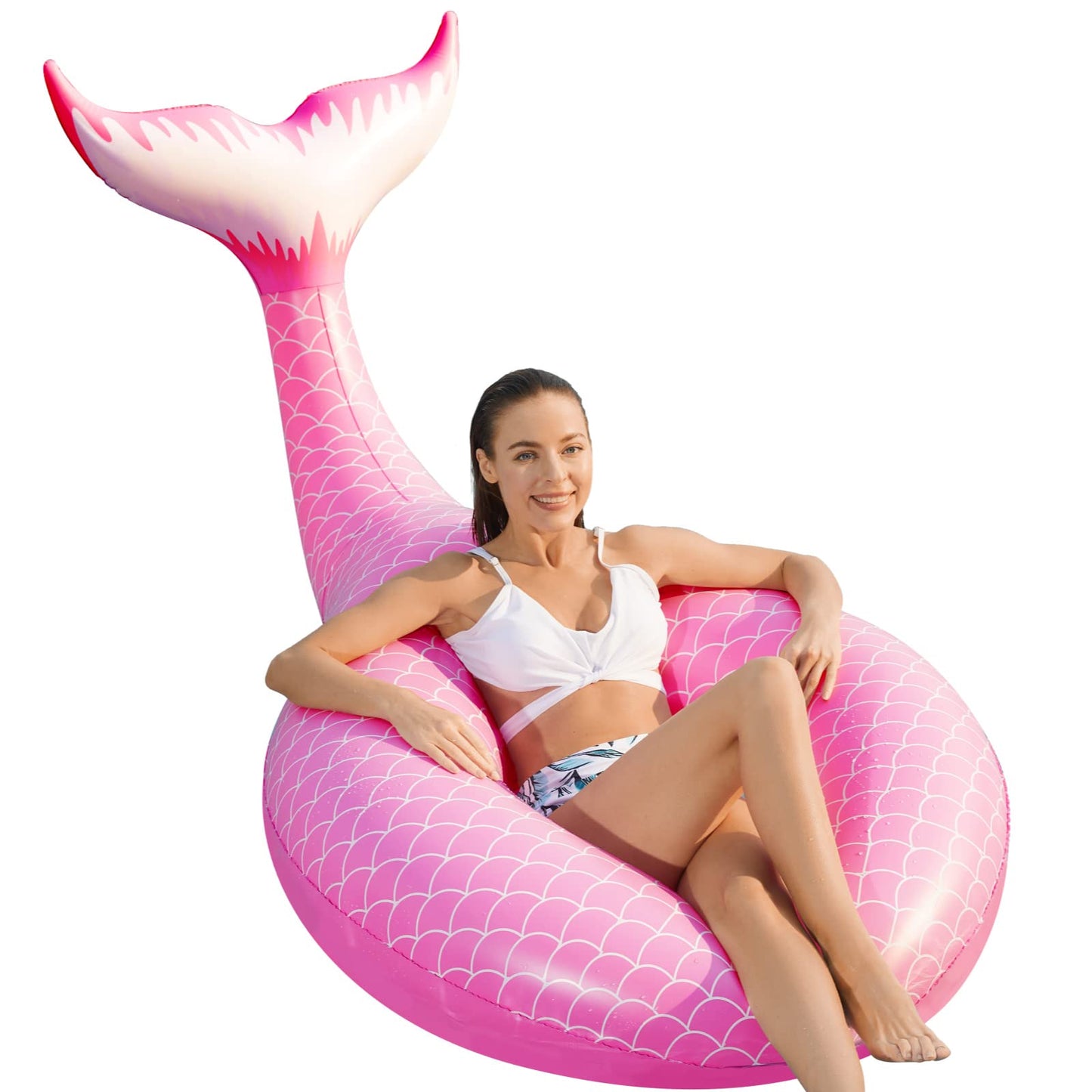 Jasonwell Giant Mermaid Tail Pool Float – 42-inch Diameter with Fast Valves