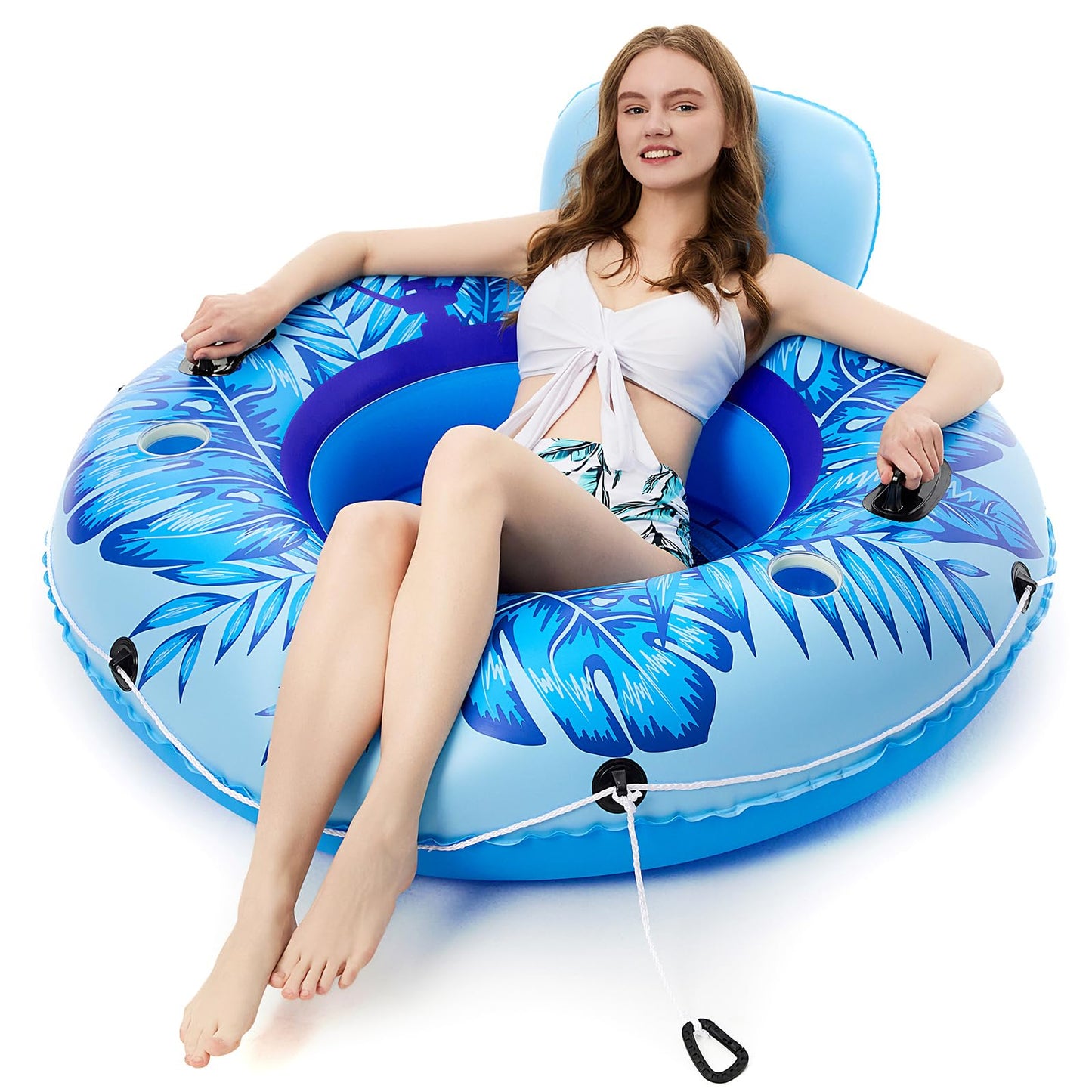 Jasonwell Inflatable River Tube Float Heavy-Duty 53-Inch Lounge with 2 Cup Holders