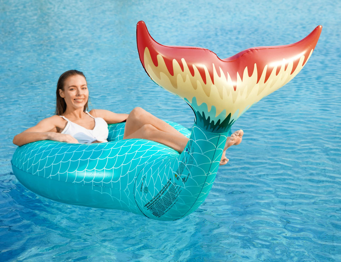 Jasonwell Giant Mermaid Tail Pool Float – 42” Diameter, Fast-Valve Inflate/Deflate, Green
