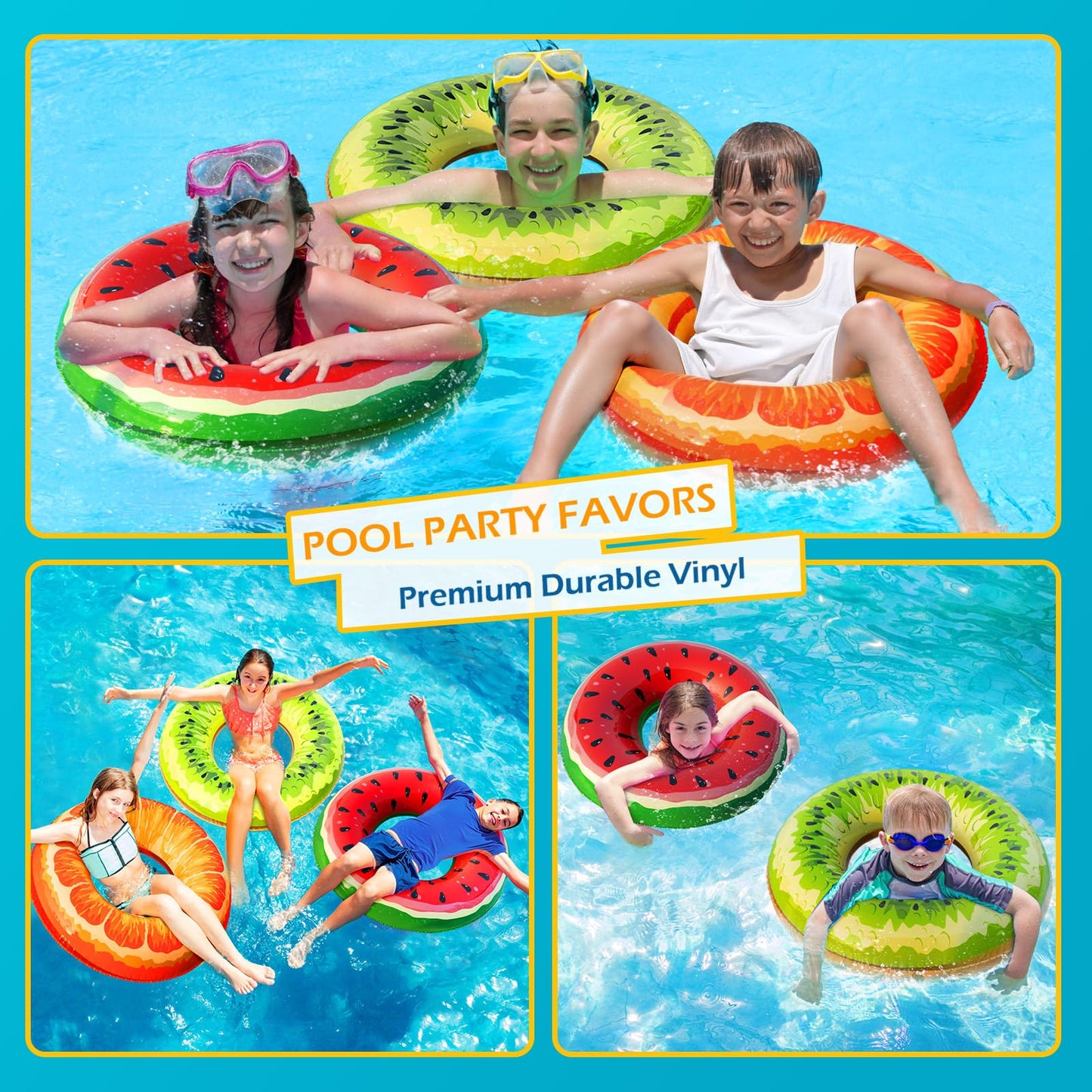 Jasonwell 2-Pack Fruit Pool Floats – Watermelon & Kiwi for Kids & Adults