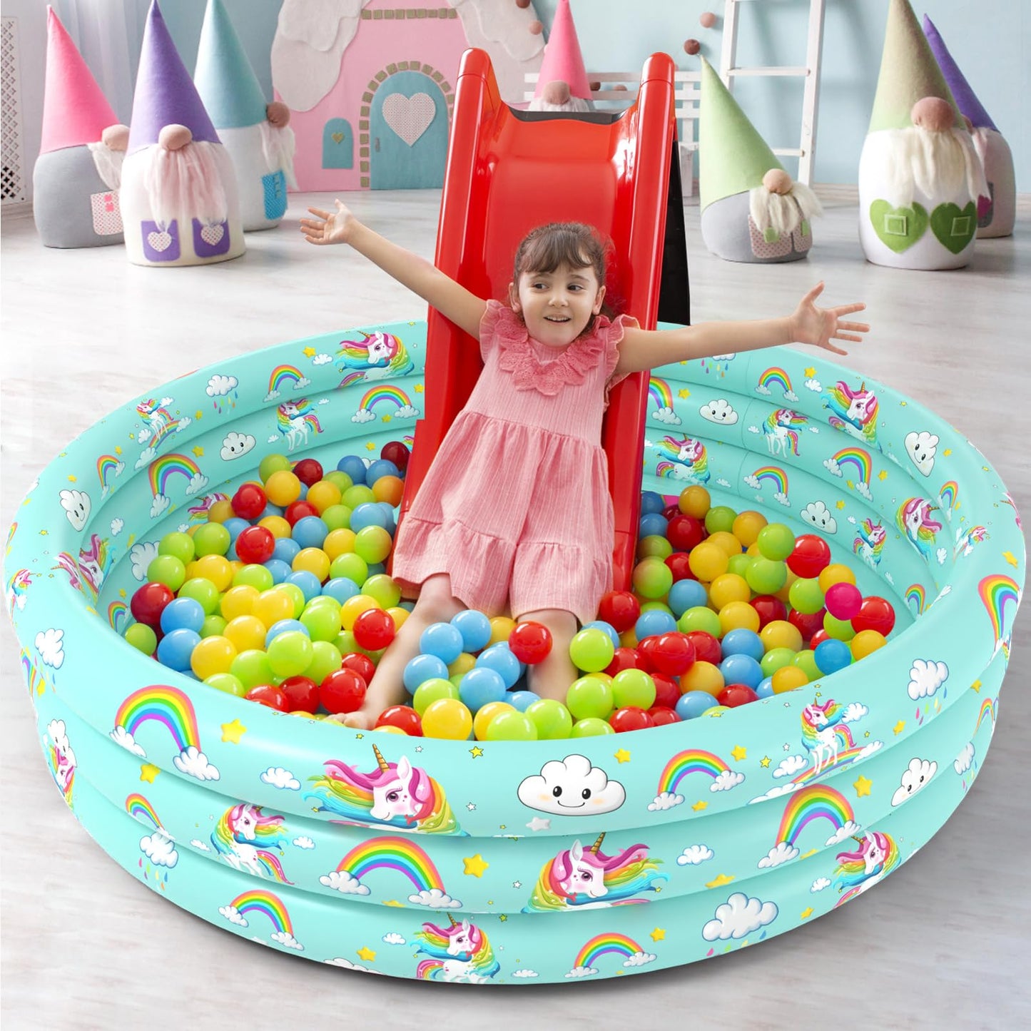 Jasonwell Unicorn 51in Inflatable Kiddie Pool – Cushioned, Easy-Drain Backyard Pool