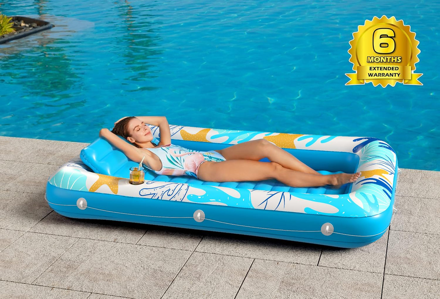 Jasonwell 4-in-1 Inflatable Tanning Pool Lounger | Water-Filled Sun Tan Tub for Pools, Beaches, and Backyards