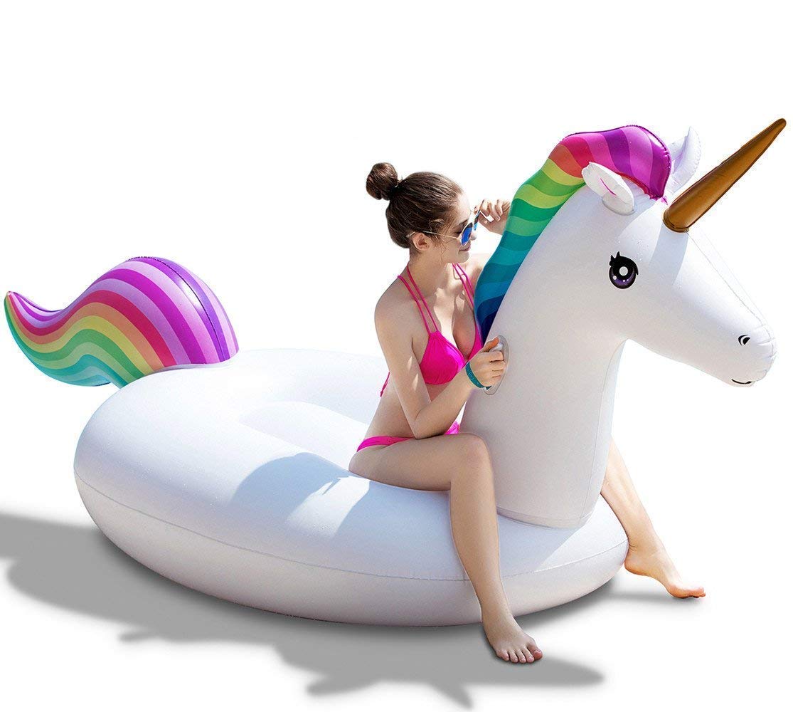 Jasonwell Giant Inflatable Unicorn Pool Float – Large Ride-On with Fast Valves