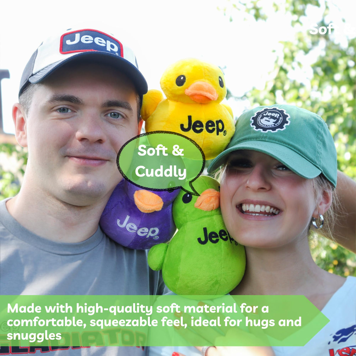 Jeep Text Logo Plush Duck Green – Licensed Stuffed Animal by Detroit Shirt Company