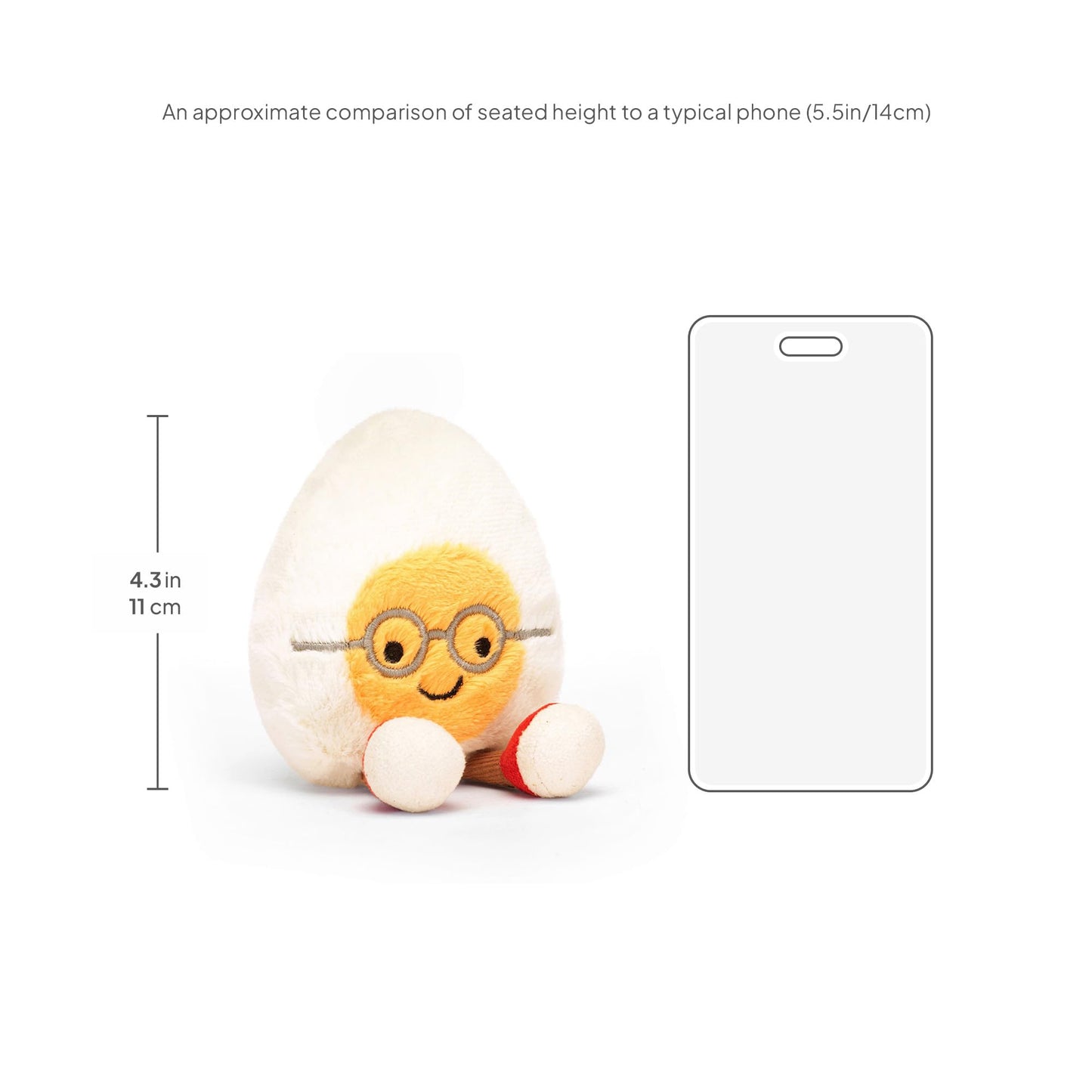Jellycat Amuseables Boiled Egg Geek Plush Toy – Small 5.5 Inches