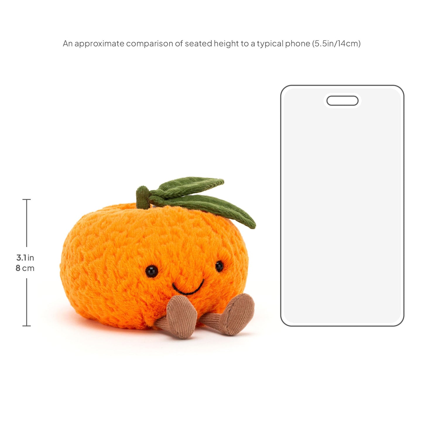 Jellycat Amuseables Clementine – Small 5-Inch Orange Fruit Plush | Soft Toy Gift Idea