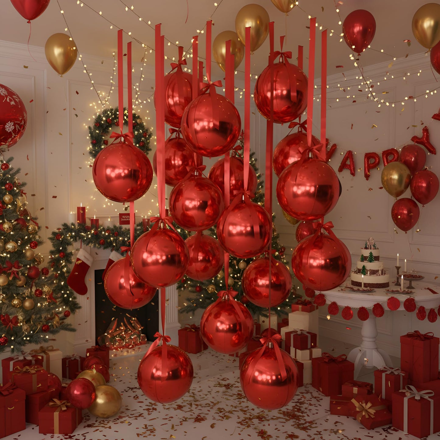 Jenaai 30-Piece 22-Inch Red 4D Round Foil Balloons with Satin Bows – Giant Party Decor for Valentine’s Day, Weddings & More