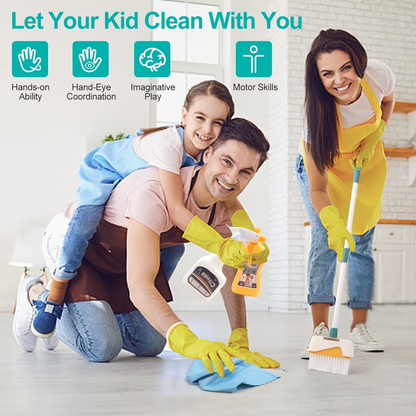 Jenilily Detachable Cleaning Toy Set for Kids — 12-Piece STEM Pretend Play Kit