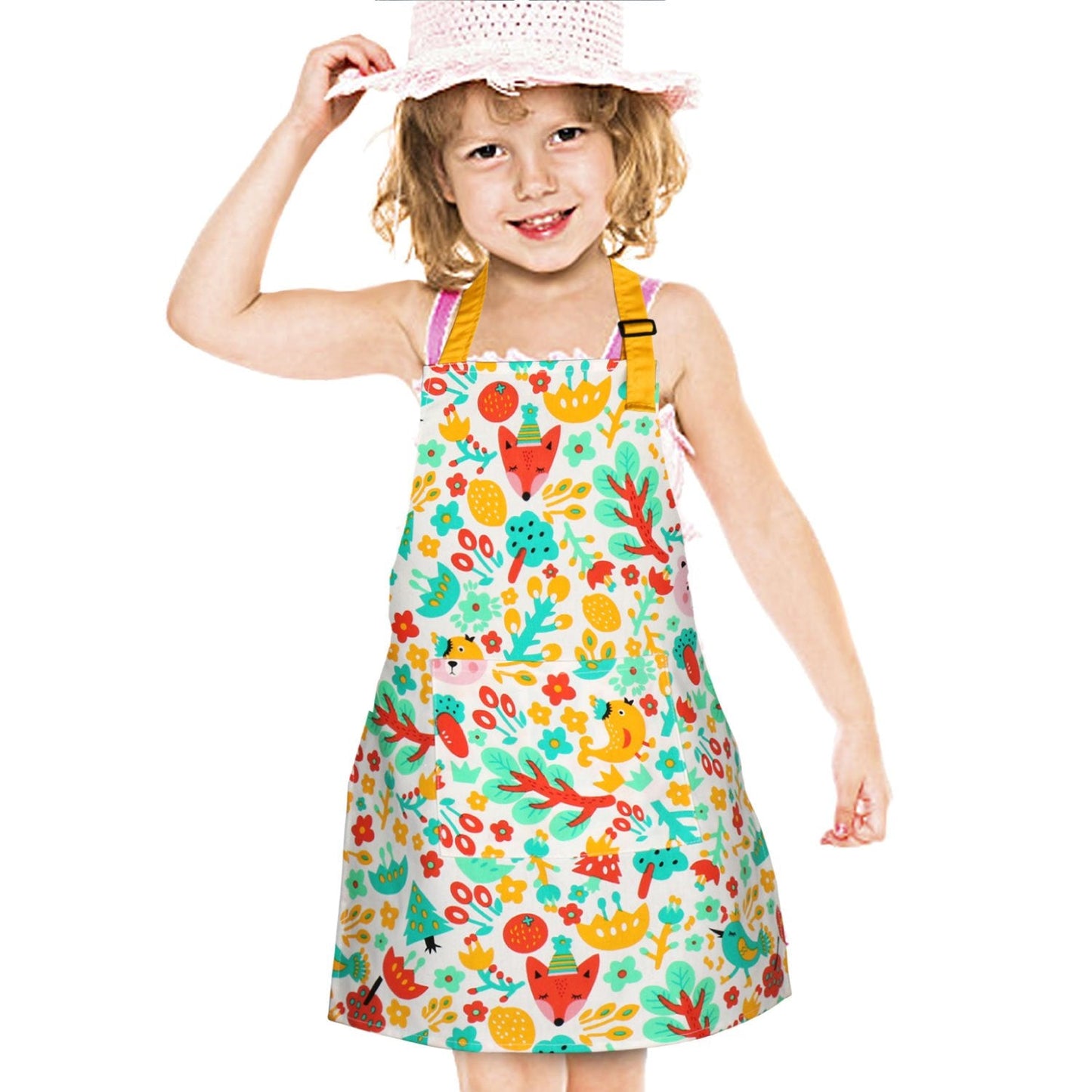 Jennice House Pure Cotton Canvas Kids Aprons – Adjustable Neck & Front Pocket (S/L)