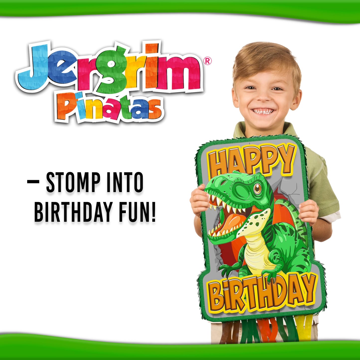 Jergrim Dinosaur Birthday Pinata – 4-Piece T-Rex Party Set for Dino Celebrations