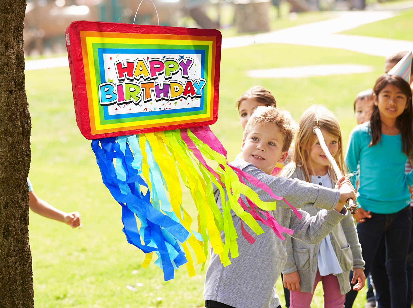 Jergrim Birthday Piñata 4-Piece Set – Colorful 16x10x3 in Party Decorations
