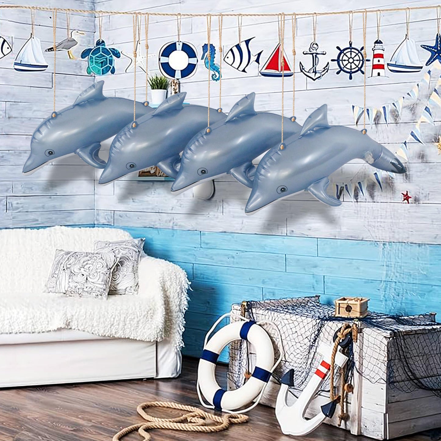 Jet Creations Inflatable Dolphin Set – Pack of 4, 20-Inch Pool Toys & Decor
