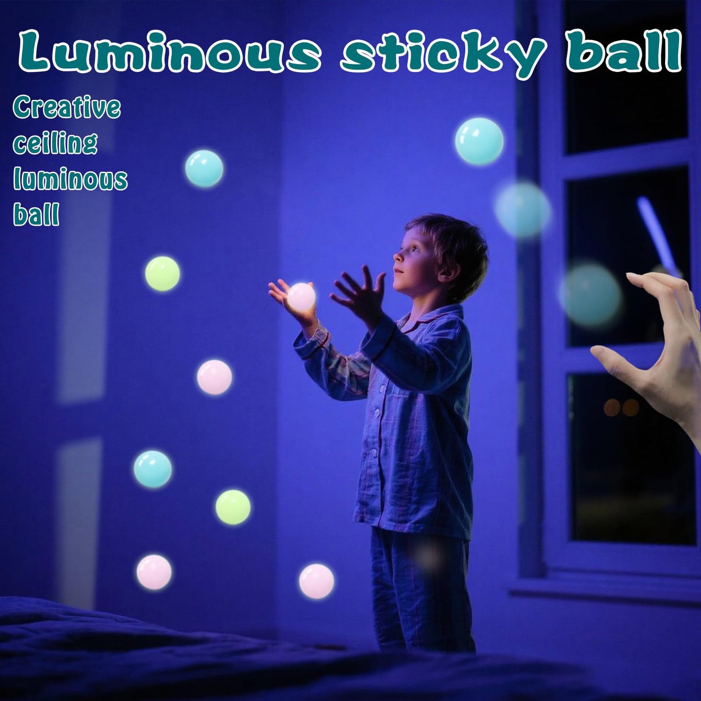 JIACAI 3pcs Lumi Balls Glow-in-the-Dark Ceiling Sticky Balls – ASMR Sticky Ball Set for All Ages