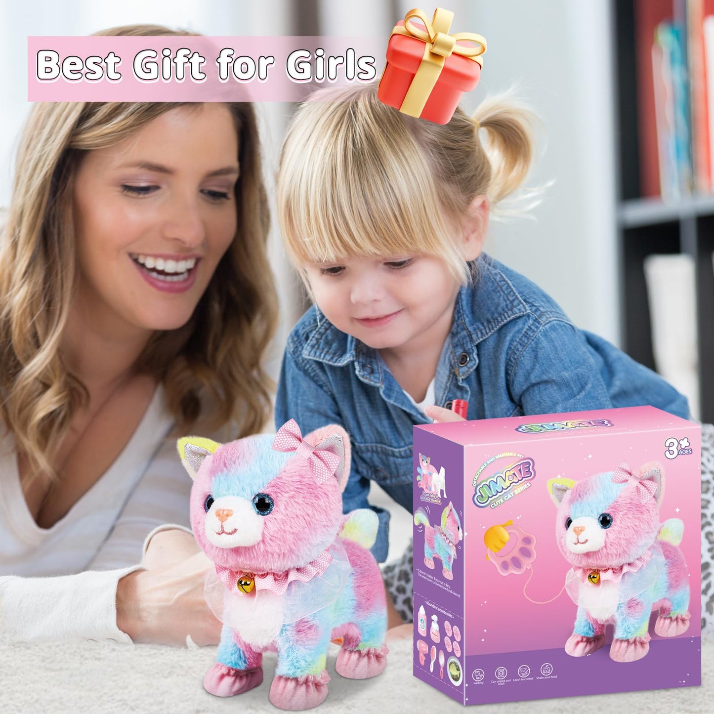 Jimate Interactive Cat Toy — Walking, Barking Plush Kitten with Remote Control
