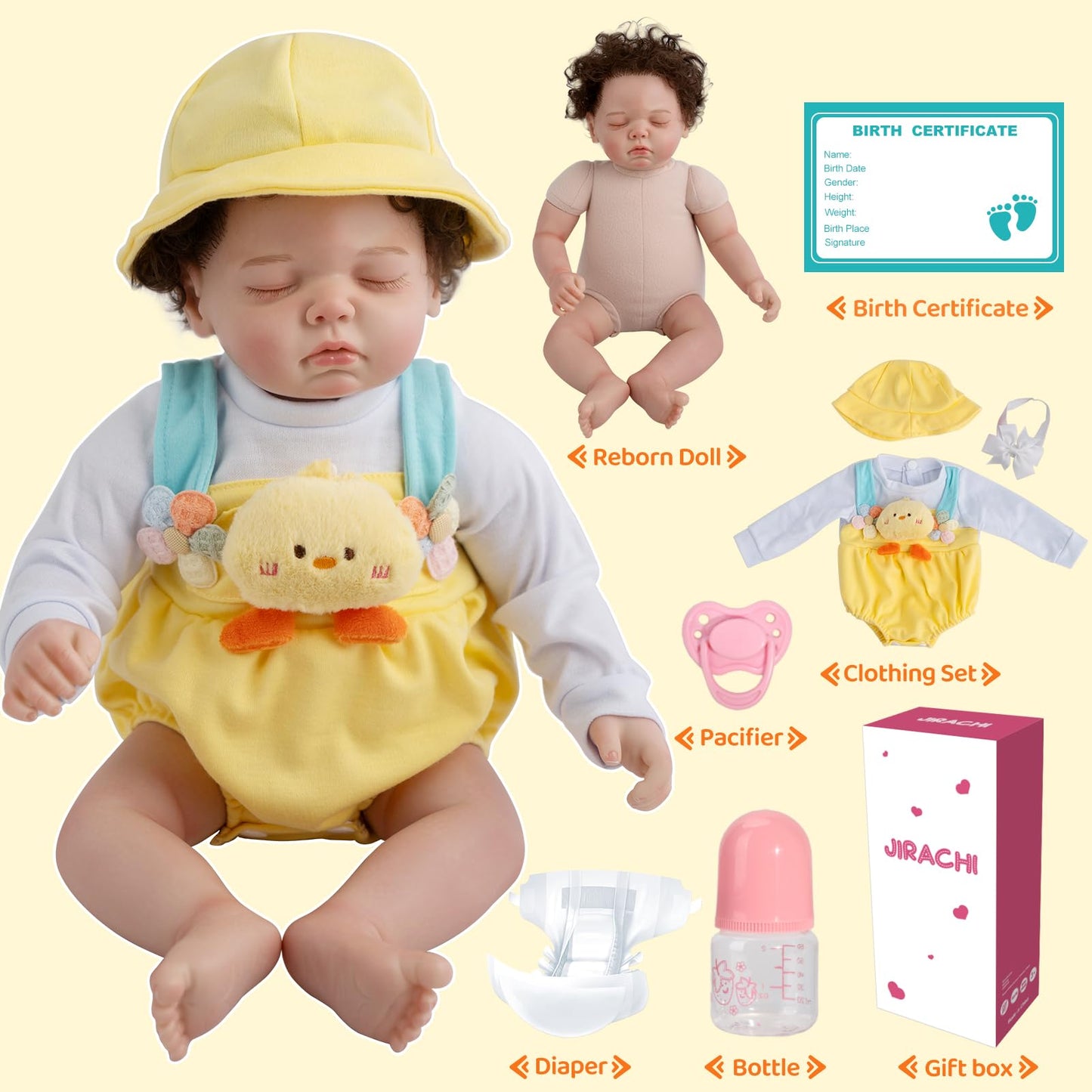 Jirachi Lifelike Reborn Baby Doll, 18-Inch Cloth Body Girl with Accessories – Ages 3+