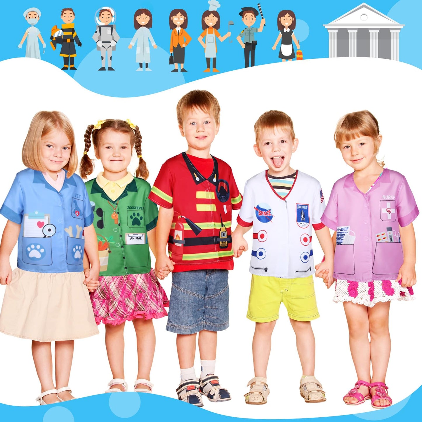 Jiuguva 12 Pcs Kids Role Play Costumes – Community Helper & Career Dress-Up Set