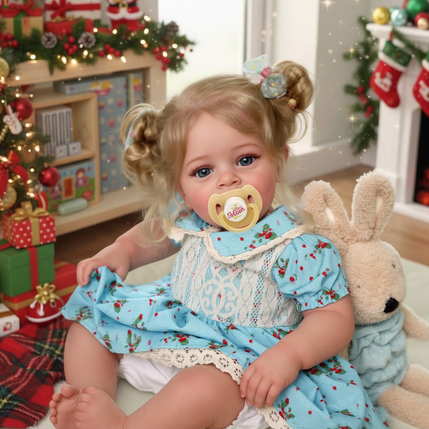 JIZHI Lifelike Reborn Baby Dolls - 18-Inch Blond Girl with Clothes | Realistic Newborn Toy for Kids 3+