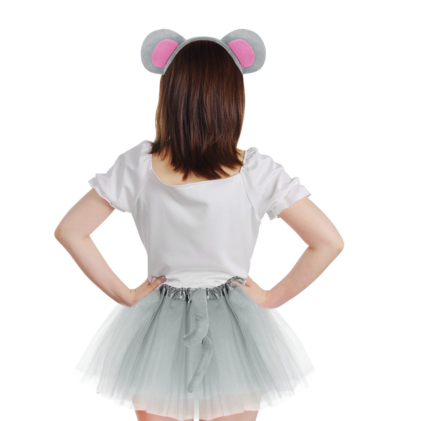 Jmkcoz Kids Gray Mouse Costume Kit – Ears Headband, Bowtie, Tail & Tutu