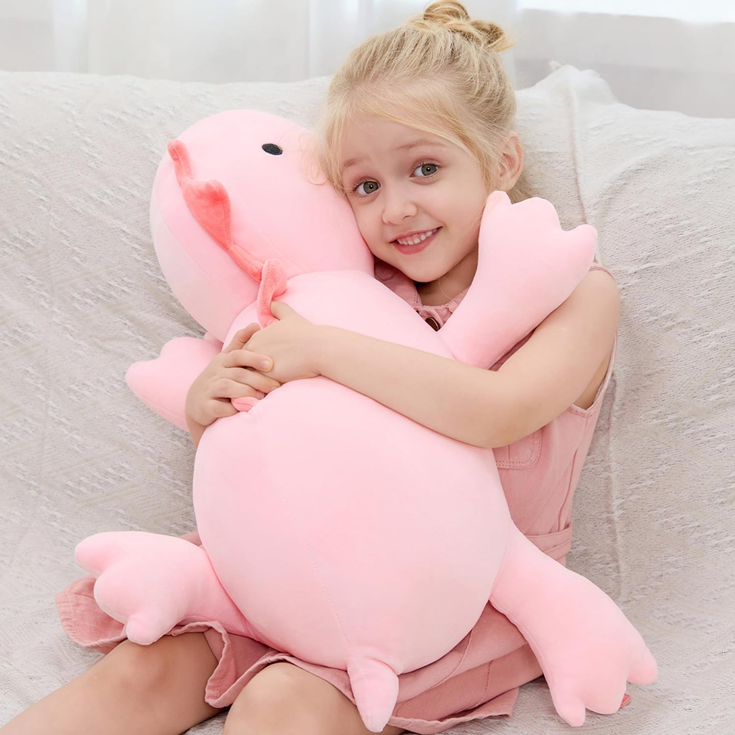 JOD Weighted Dinosaur Plush – 26-Inch Pink Dino Pillow, 5 Lb Huggable Plush for Adults & Kids