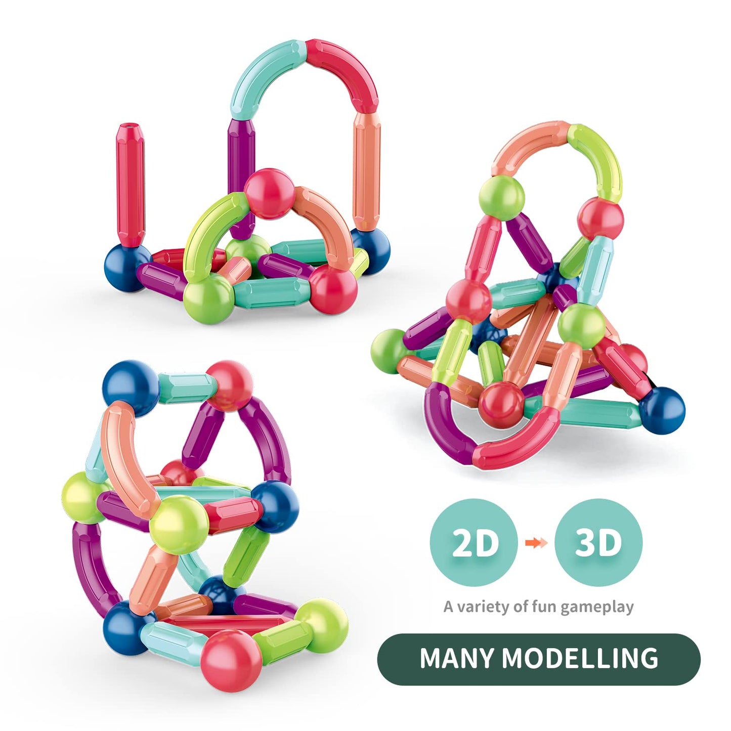 Jofarstep Magnetic Balls & Rods Set – Safe, Extra-Strong STEM Building Toys for Kids 3+ (42 pcs)