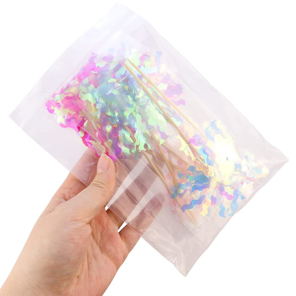 JOGILBOY 10 Pcs Happy Birthday Cake Toppers – Foil Firework Cupcake Picks & Party Decor