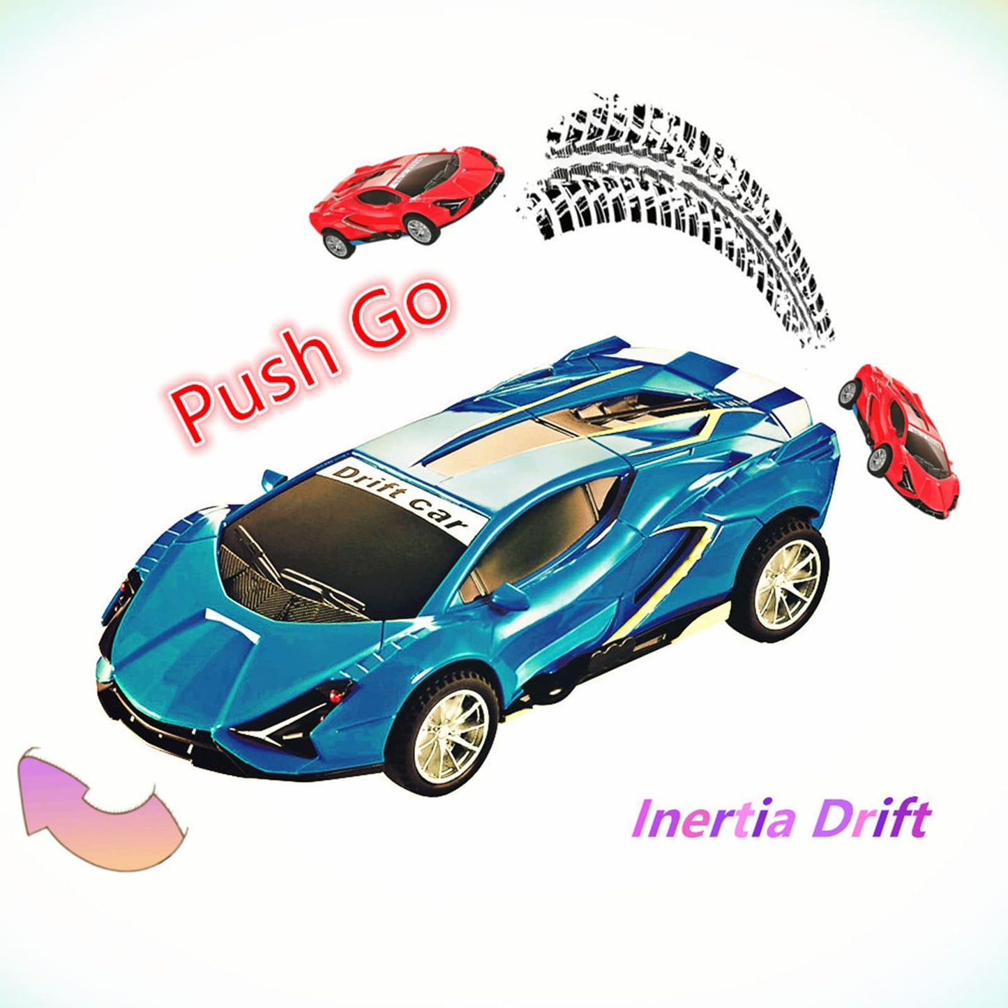 Johehe Inertia Drift Car Toys – 2-Pack Friction-Powered Push Cars for Kids Aged 3-6