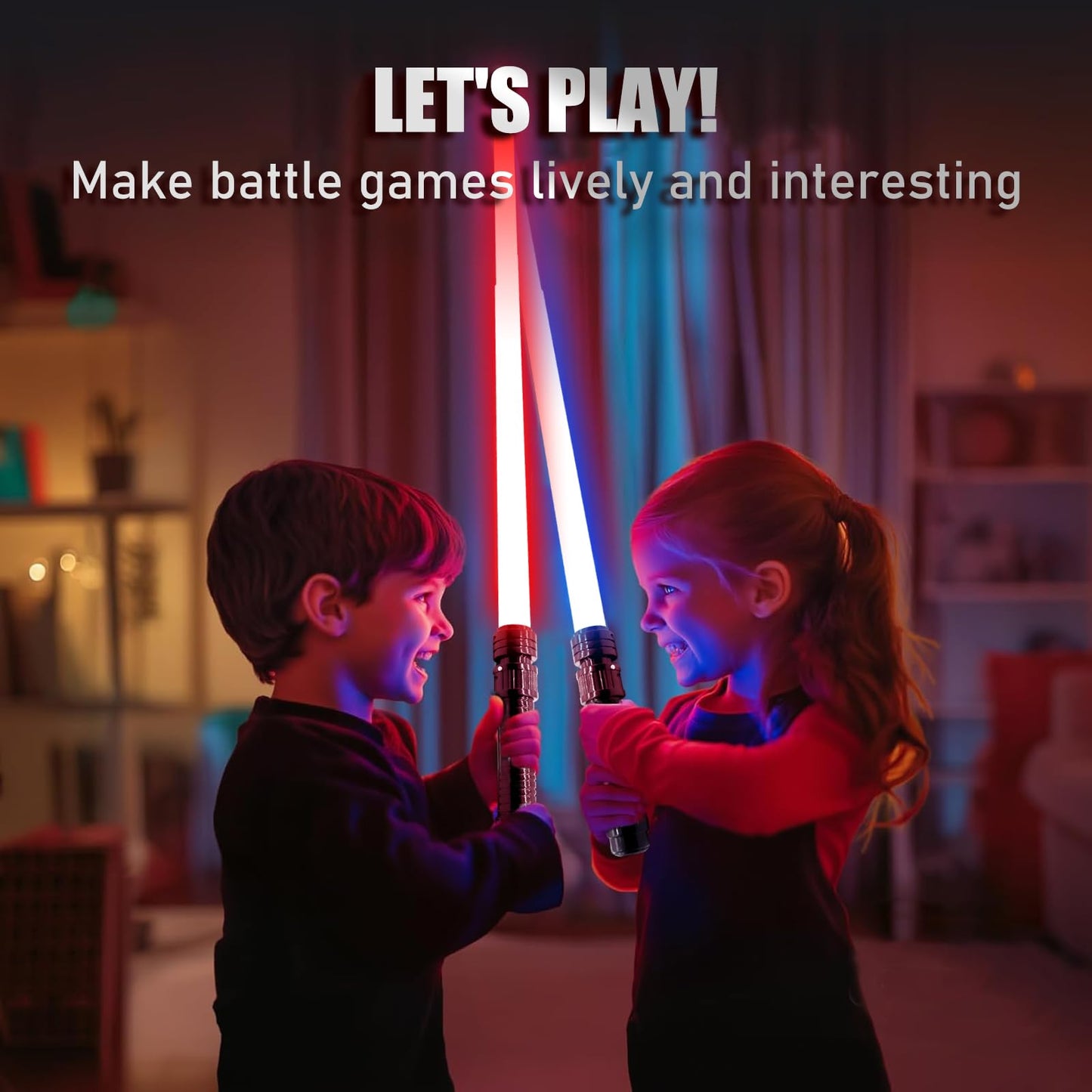 JOINBO Light Up Swords Saber 4-Pack – 7 Colors, FX Sound, Expandable 13–33 in