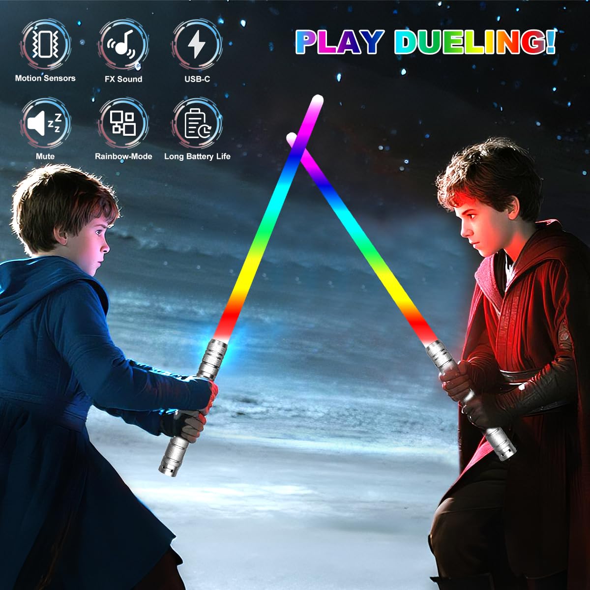 JOINBO Light Up Saber – RGB Colors, Motion-Sensor Dueling Sword for Adults & Kids