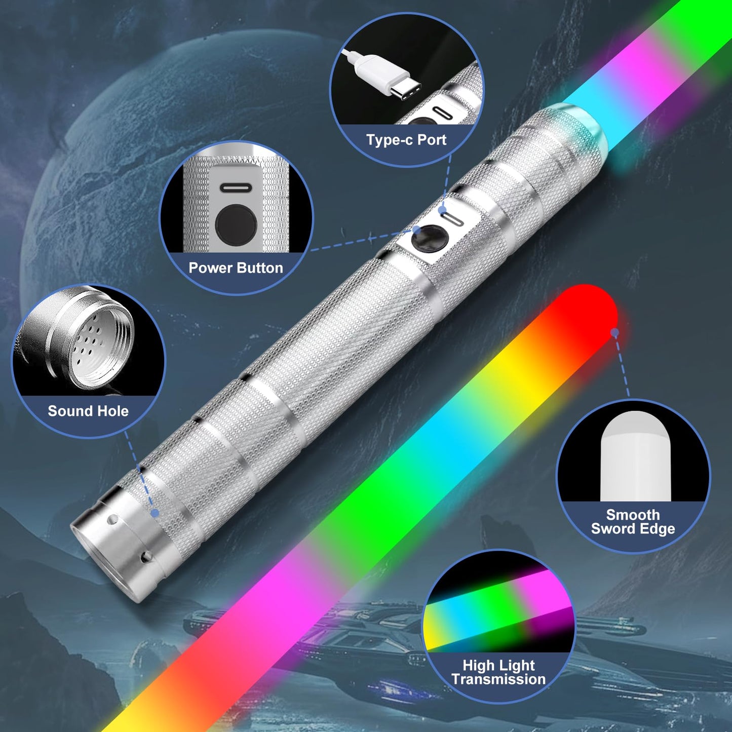 JOINBO Light Up Swords Saber (2-pack) with RGB Colors – USB-C Rechargeable