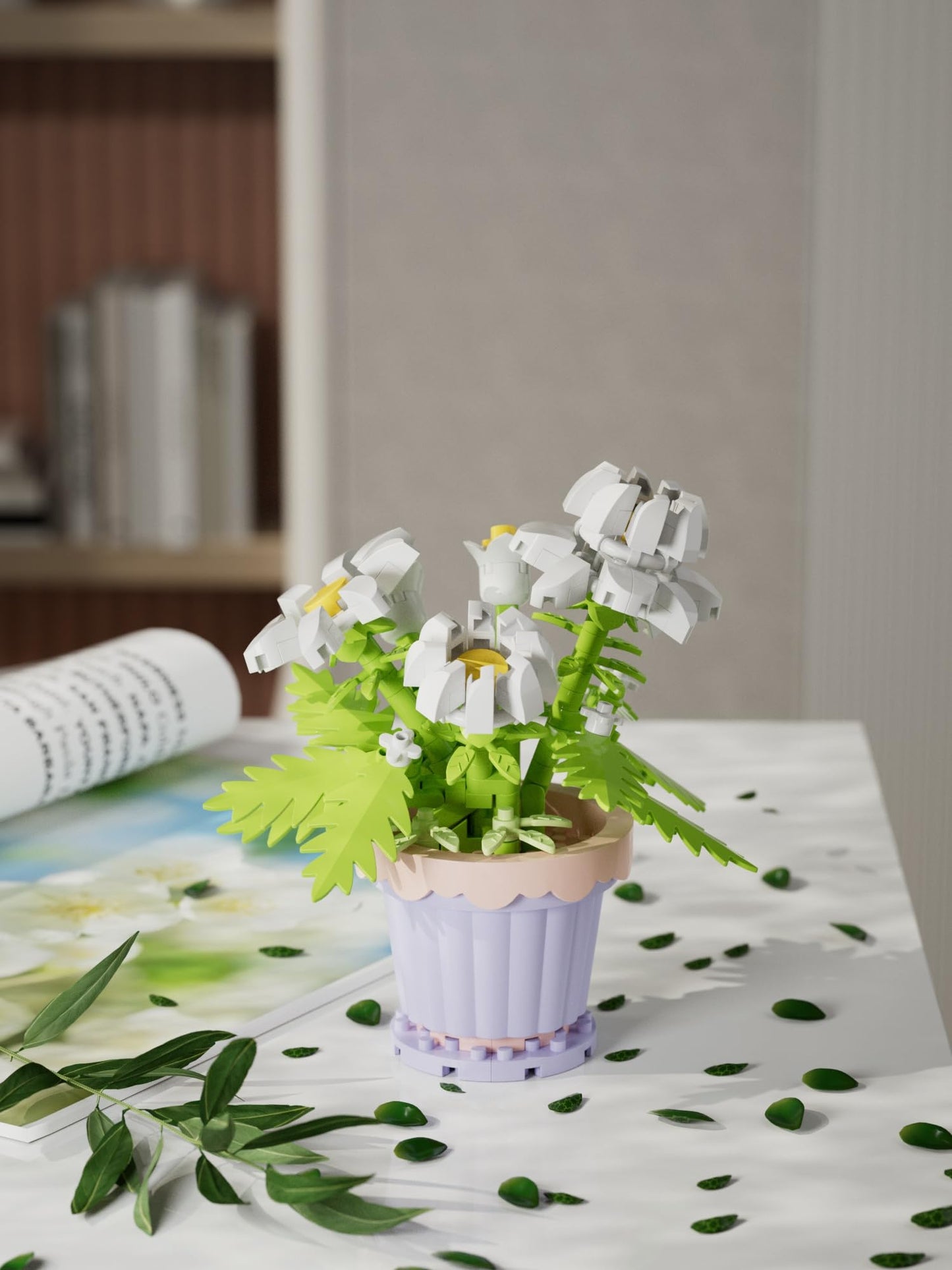 Jollcnoia Daisy Mini Flower Potted Plant Bonsai Building Blocks | Botanical DIY Toy
