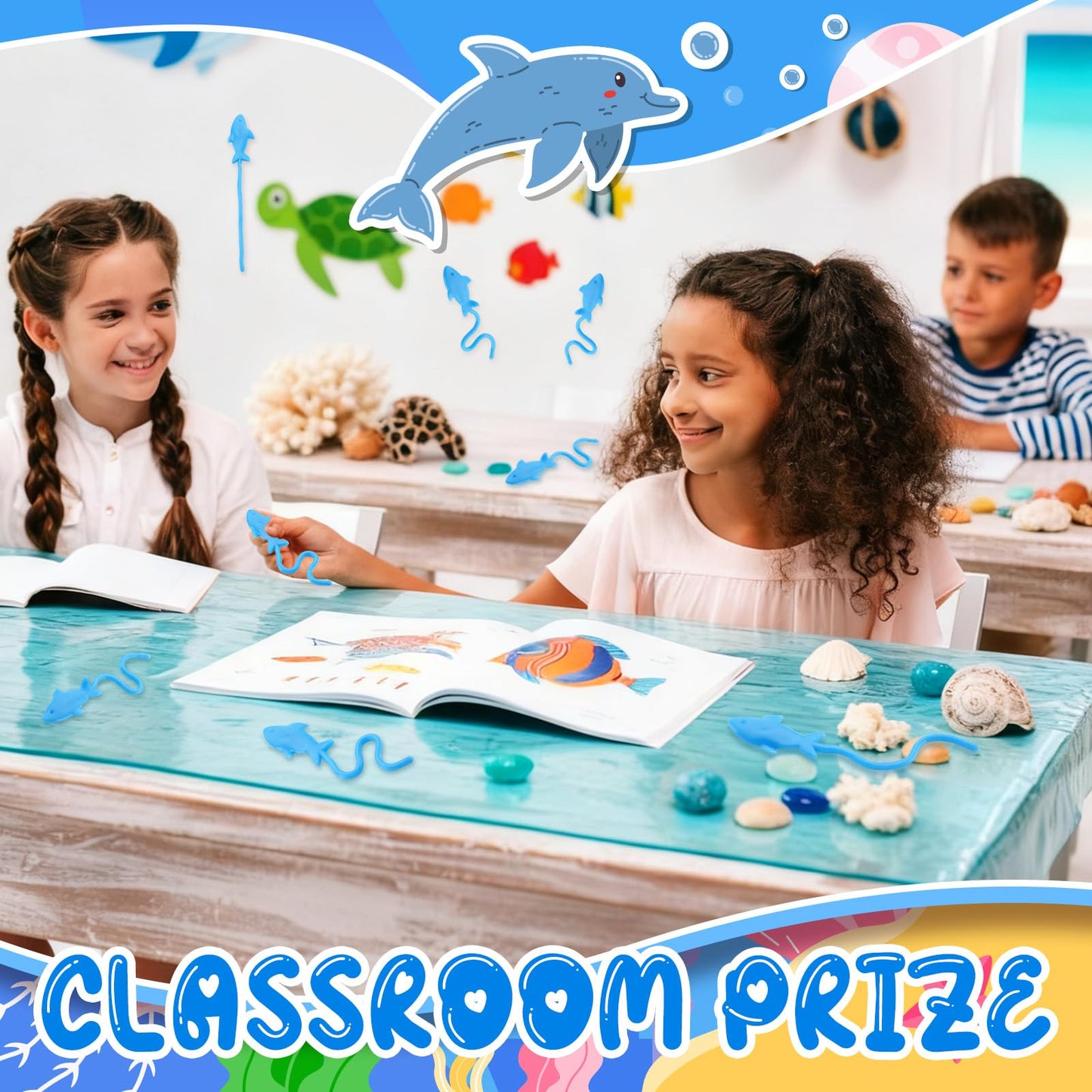 JolliLudo 30 Pcs Blue Sticky Shark Toys – Ocean Themed Party Favors & Prizes