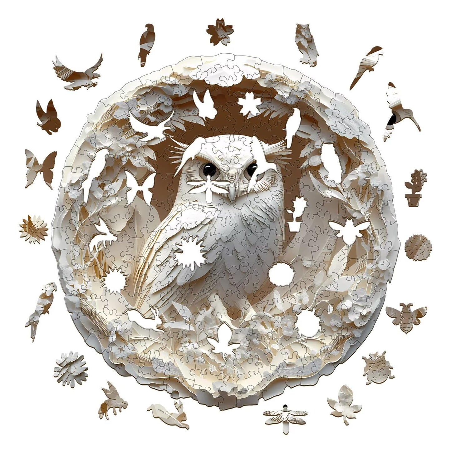 Jollitot Wooden Owl Puzzle 200-Piece — 3D Carved Animal Jigsaw, 11.4x11.3in