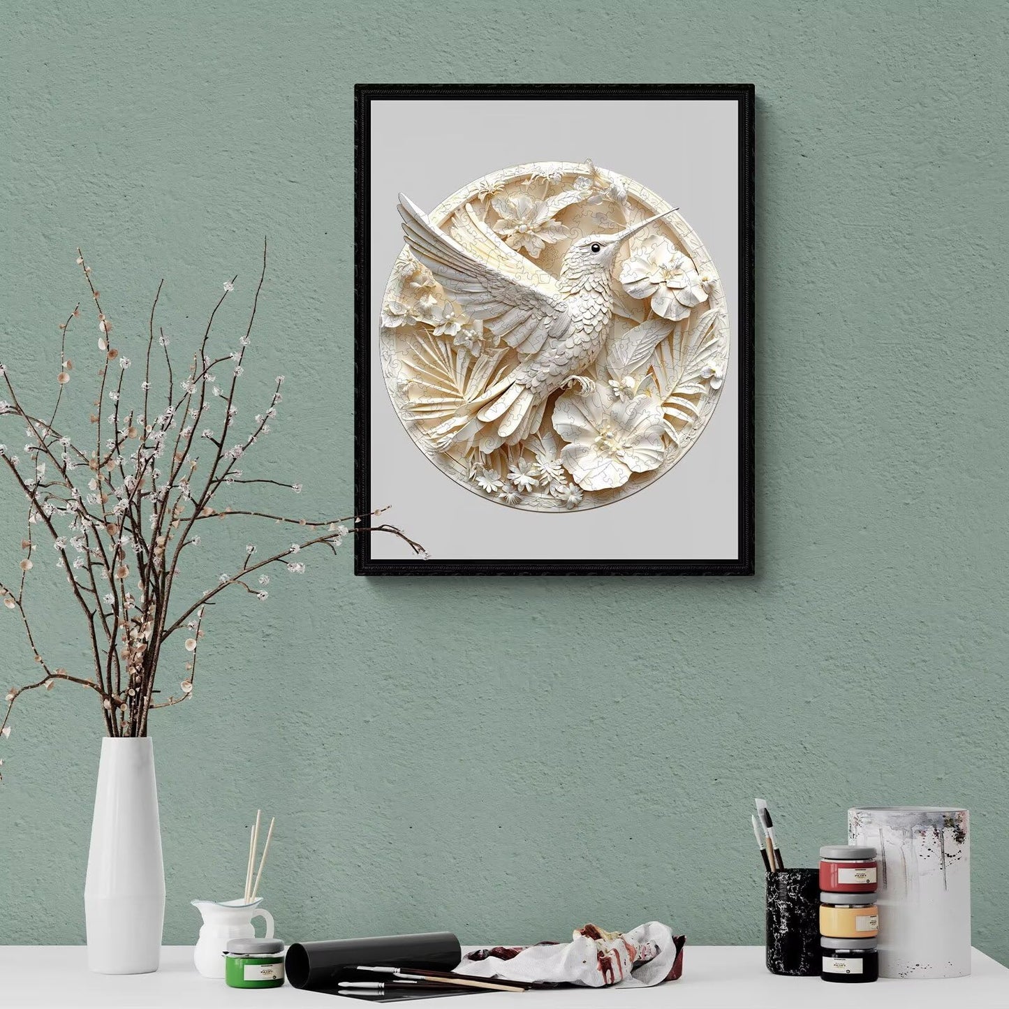 Jollitot 3D Hummingbird Puzzle – 200 Pieces, Wooden 11.4x11.4 in | Gift-Ready