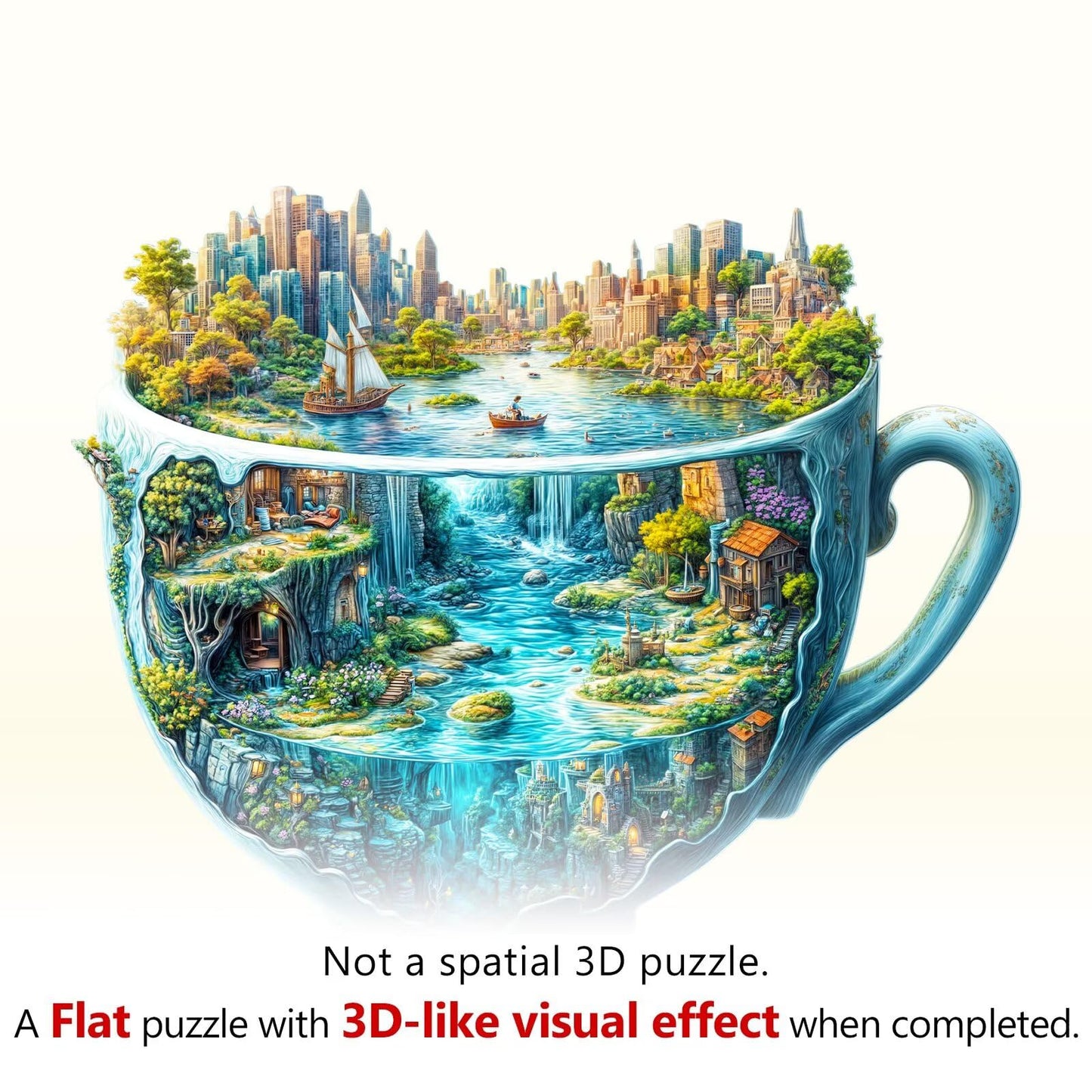 Jollitot Wooden Puzzles for Adults — Urban Forest Cup 195 Pieces, 13.4 x 11.4 in, Unique Animal-Shaped Jigsaw