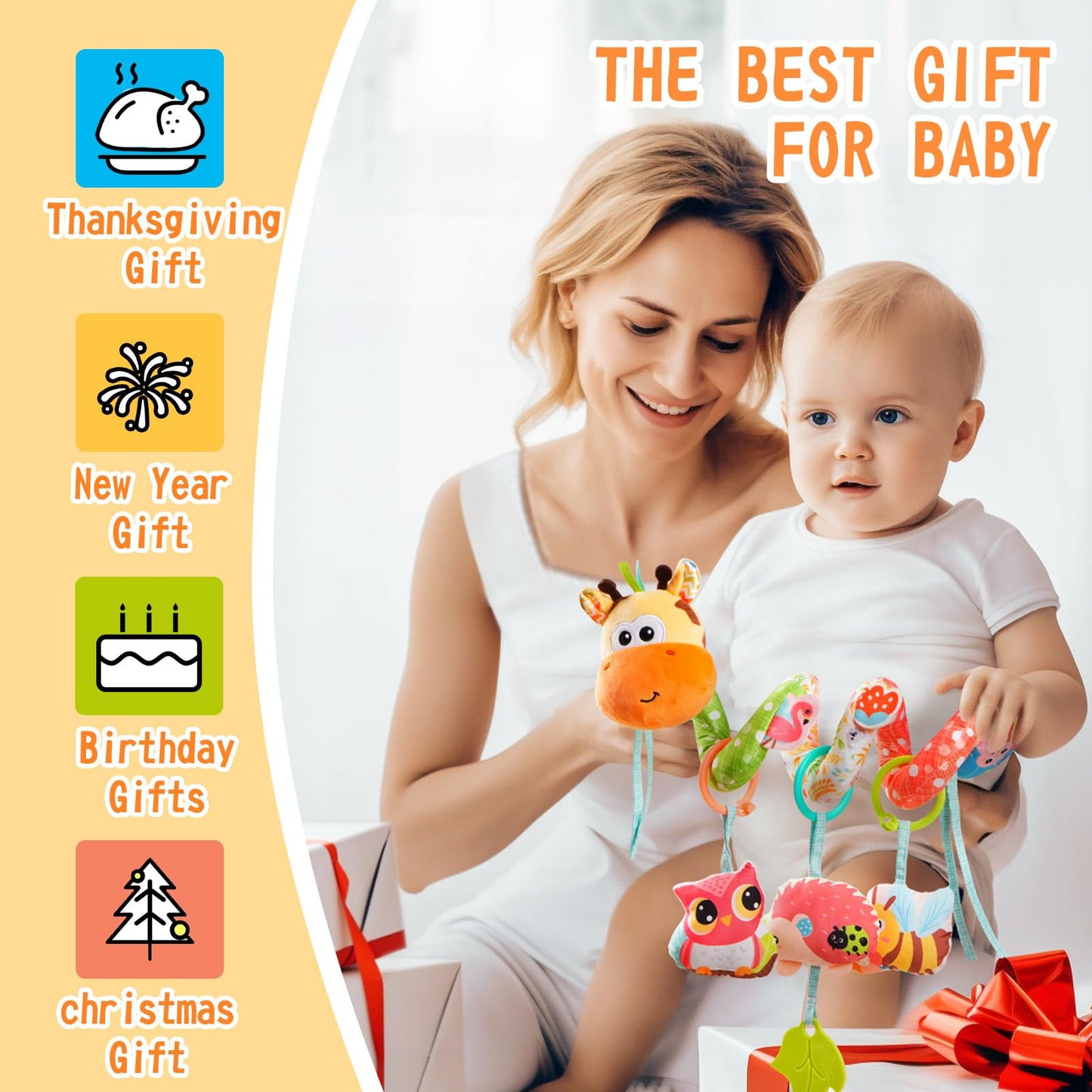 Jollybaby Baby Car Seat & Stroller Toy — 0-12 Months, Music Box & Teether