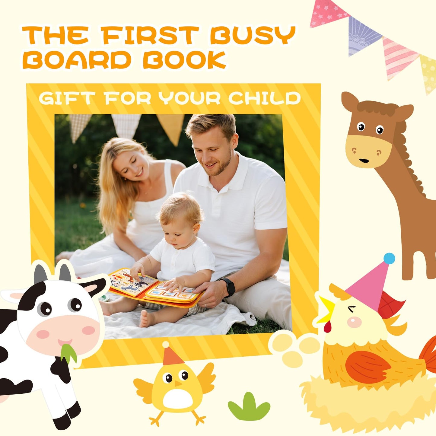 Jollybaby Montessori Activity Busy Book – Farm Theme for Toddlers & Preschool Learning