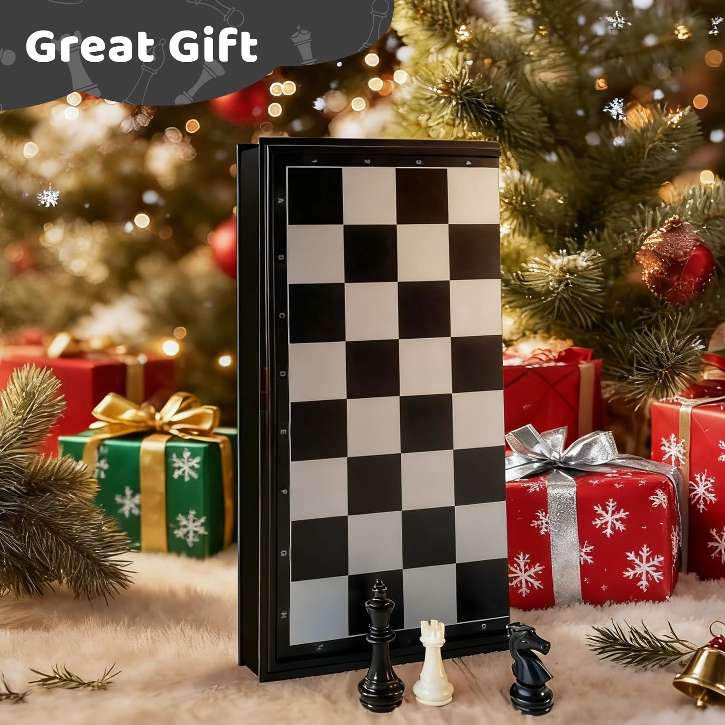 Joneytech Travel Chess Set – 10 Inch Magnetic Folding Board with 2 Extra Queens