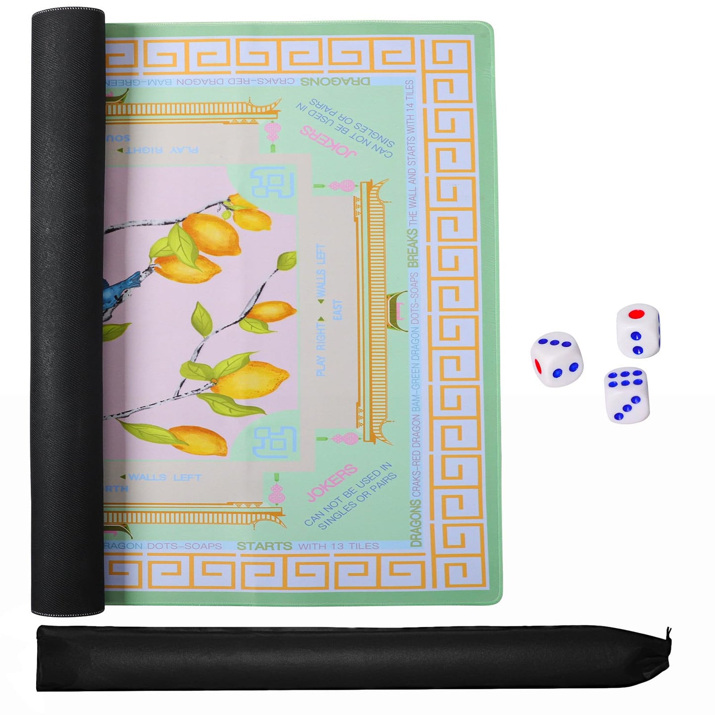 Jongyance Printed American Learning Mahjong Mat 33x33 – Anti-Slip, Noise-Reducing Table Mat