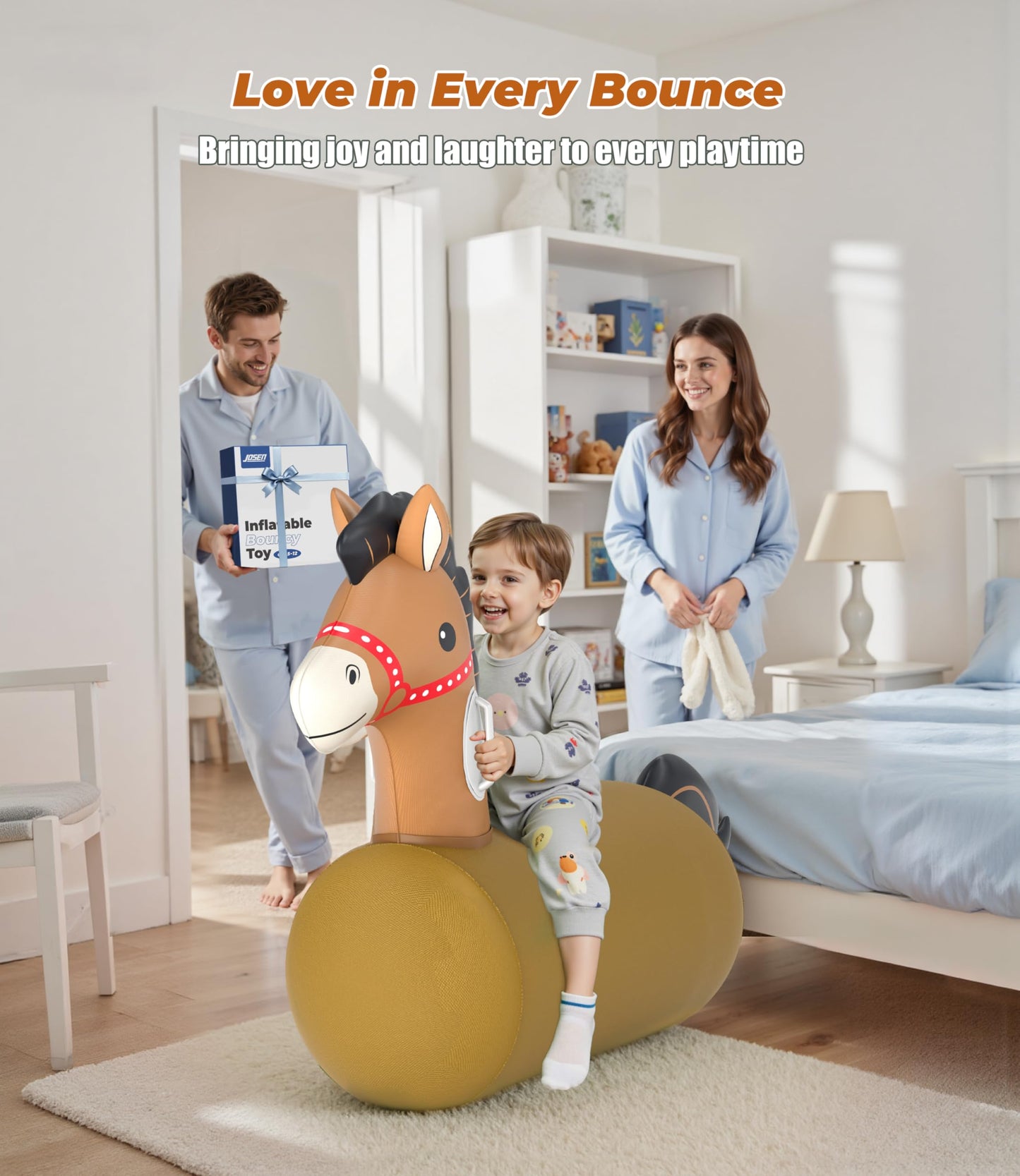 JOSEN Bouncy Horse Hopper – Giant Indoor/Outdoor Inflatable Ride-On (Up to 220 lbs)