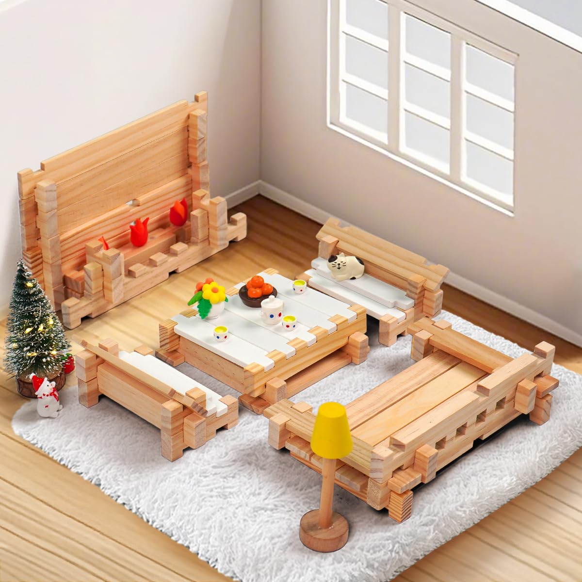 Jovi-mindly Notchies 96-Piece Wooden Blocks - FSC-Certified Kids Building Toys