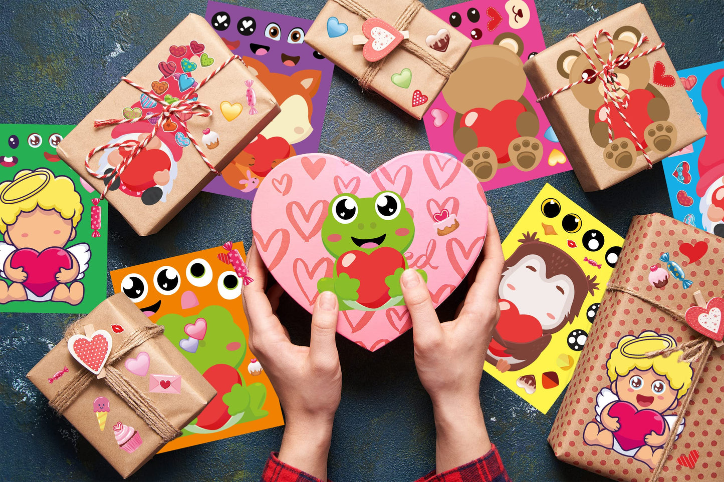 Joy Bang Valentines Stickers for Kids — 36 Sheets DIY Face Art