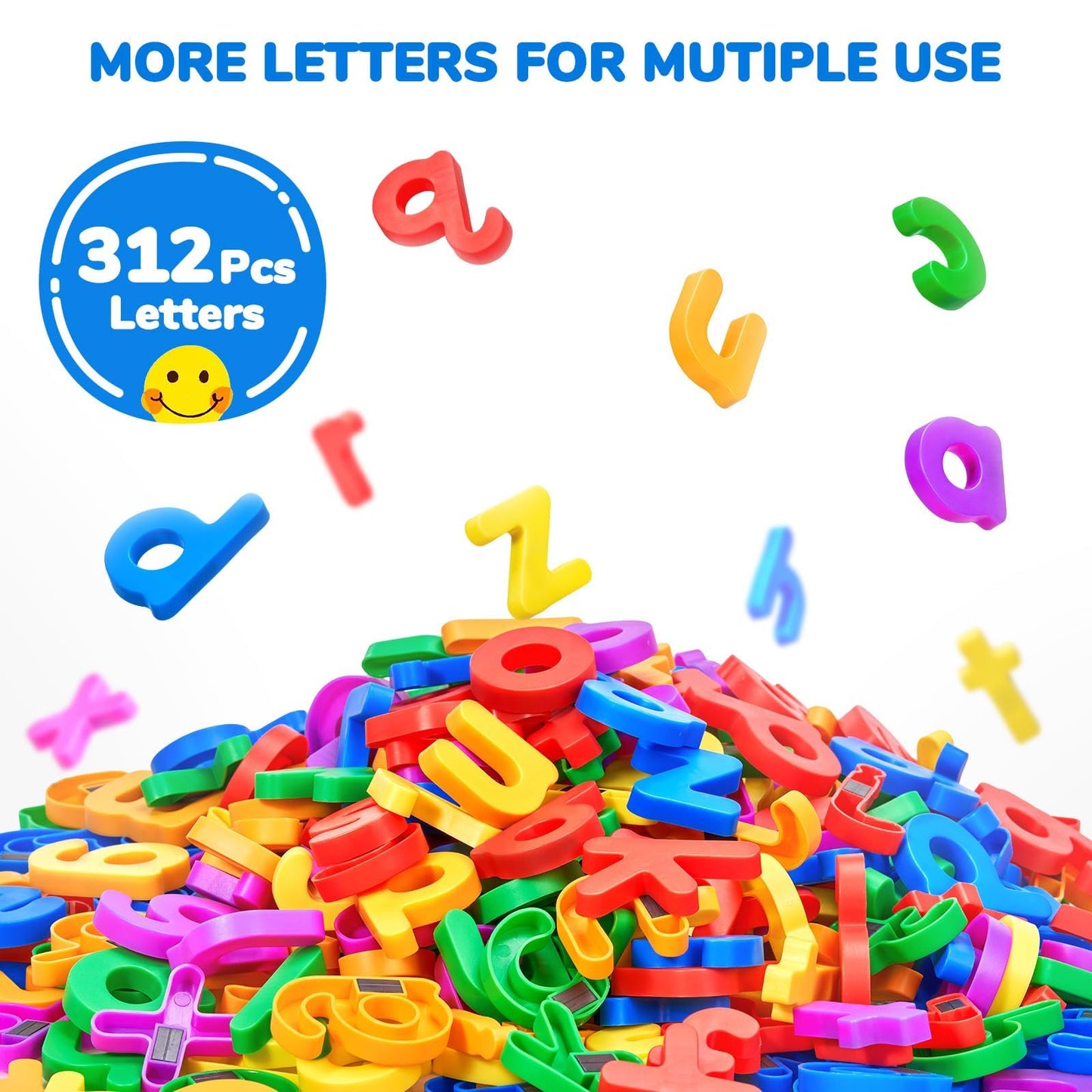 JoyCat Magnetic Letters – 312 Lowercase Alphabet Magnets for Toddlers & Classrooms
