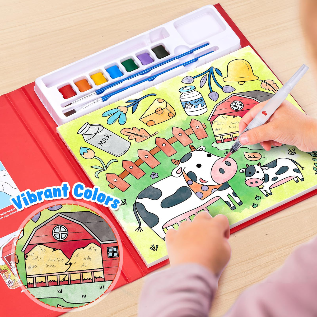 JoyCat Paint with Water Coloring Books – Farm Set for Kids 3–8