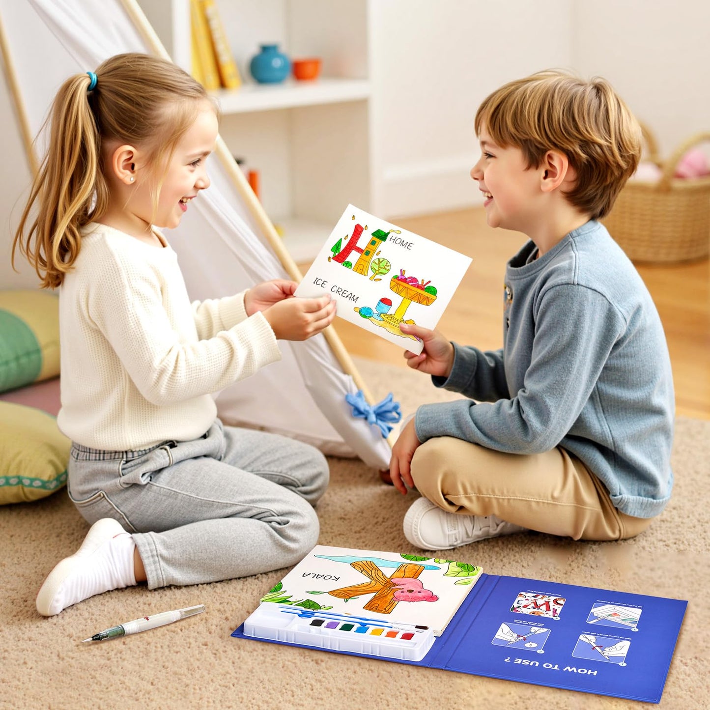 JoyCat Watercolor Painting Book for Toddlers – 3-in-1 Mess-Free Water Painting Set, Alphabet Theme (Ages 3-8)