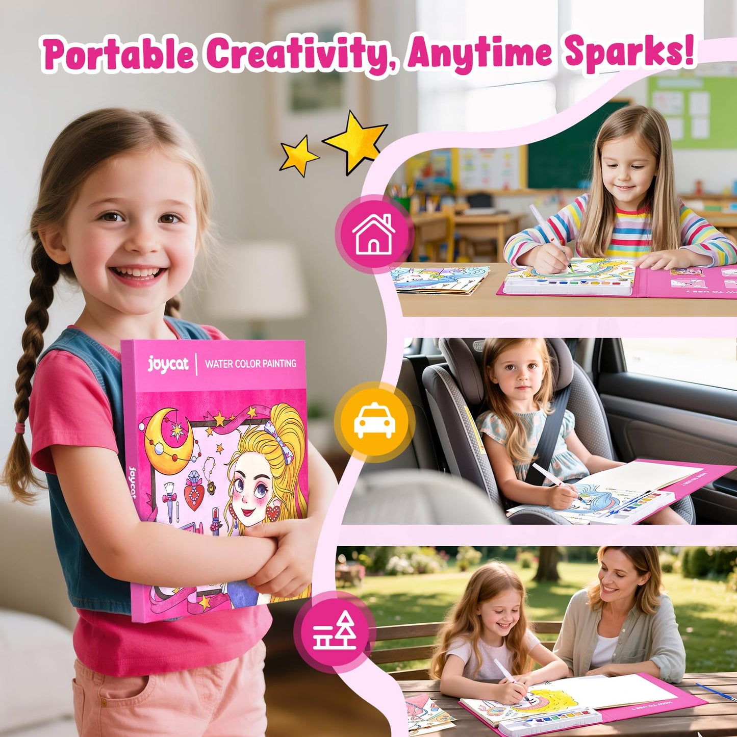 JoyCat Paint with Water Coloring Books for Toddlers – Mess-Free Watercolor Set for Kids 3-8