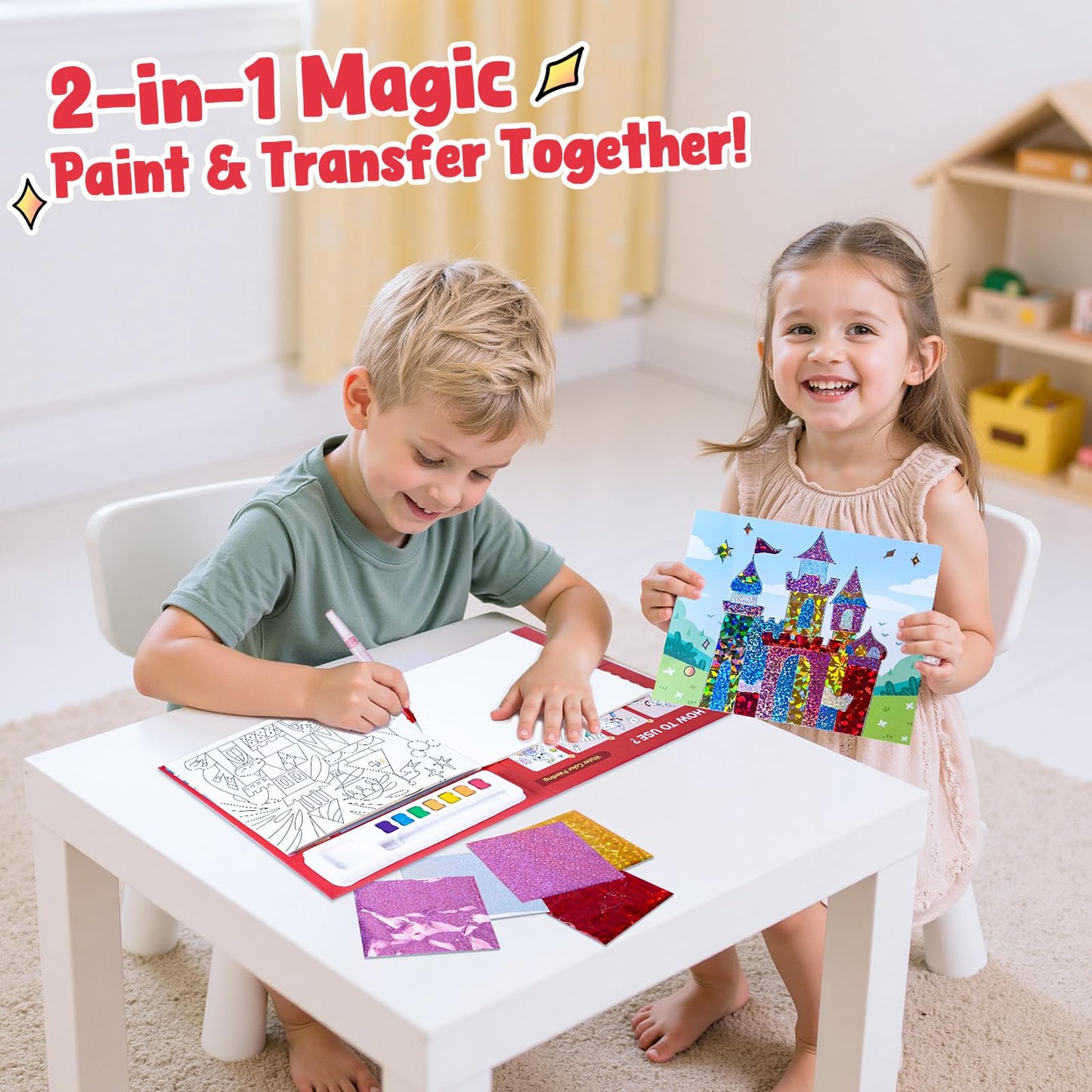 JoyCat Paint with Water Coloring Books for Kids 4-8 – No Mess Art Kit (Funfair)